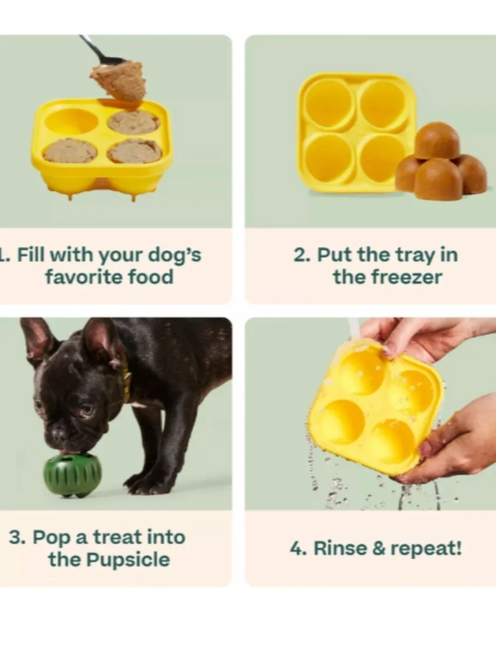 NWTWOOF Pupsicle Tray Silicone Freezer Mold for Four‎ Homemade Dog Treats